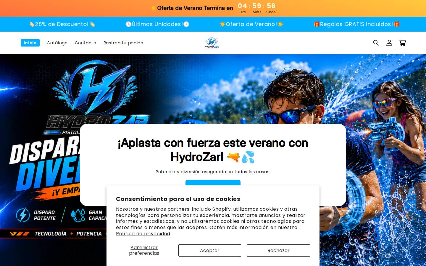 hydrozar.com homepage screenshot