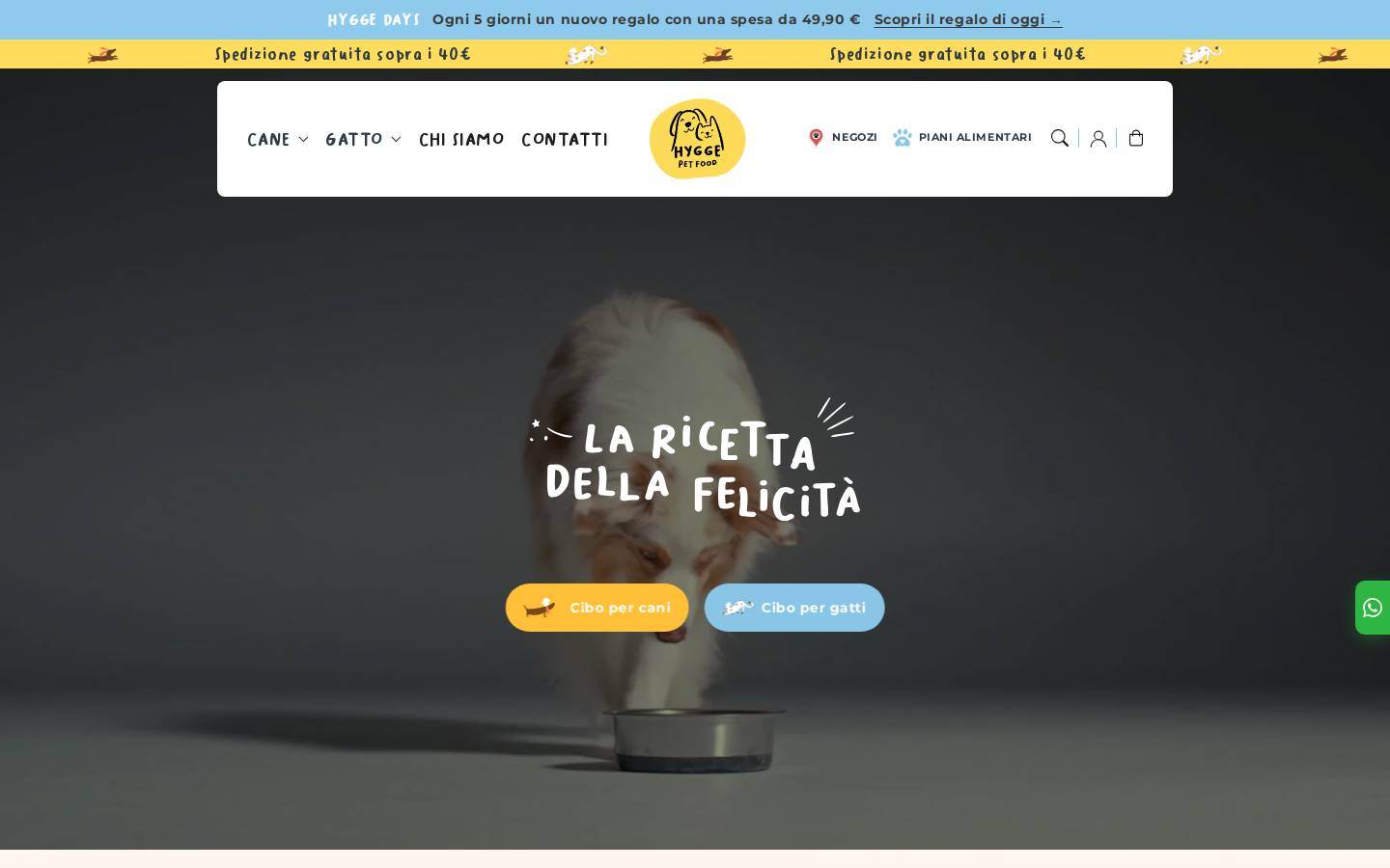 Hygge Pet Food homepage screenshot