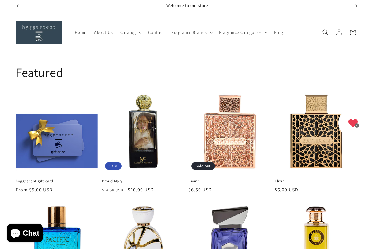 hyggescent homepage screenshot