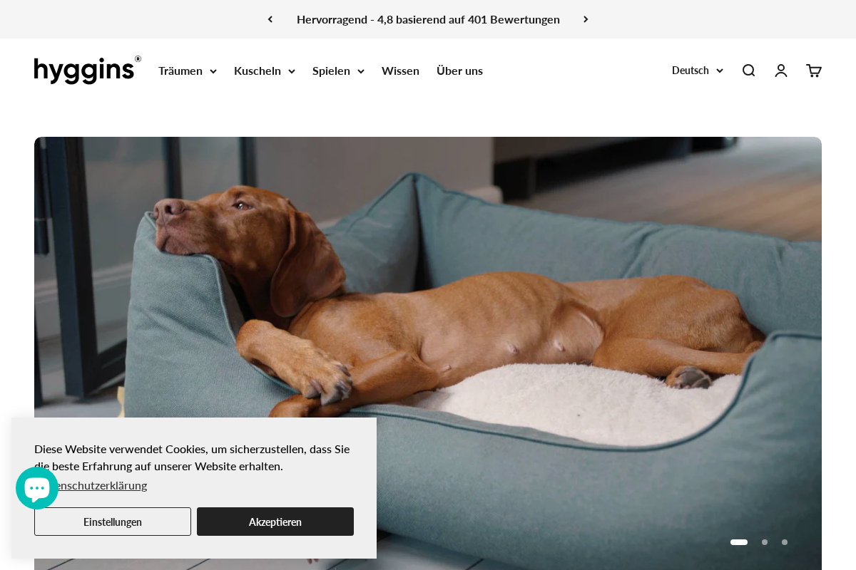 Hyggins homepage screenshot