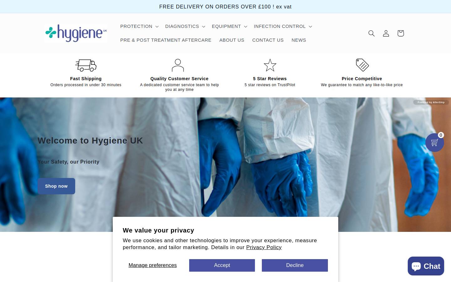 Hygiene UK Ltd homepage screenshot