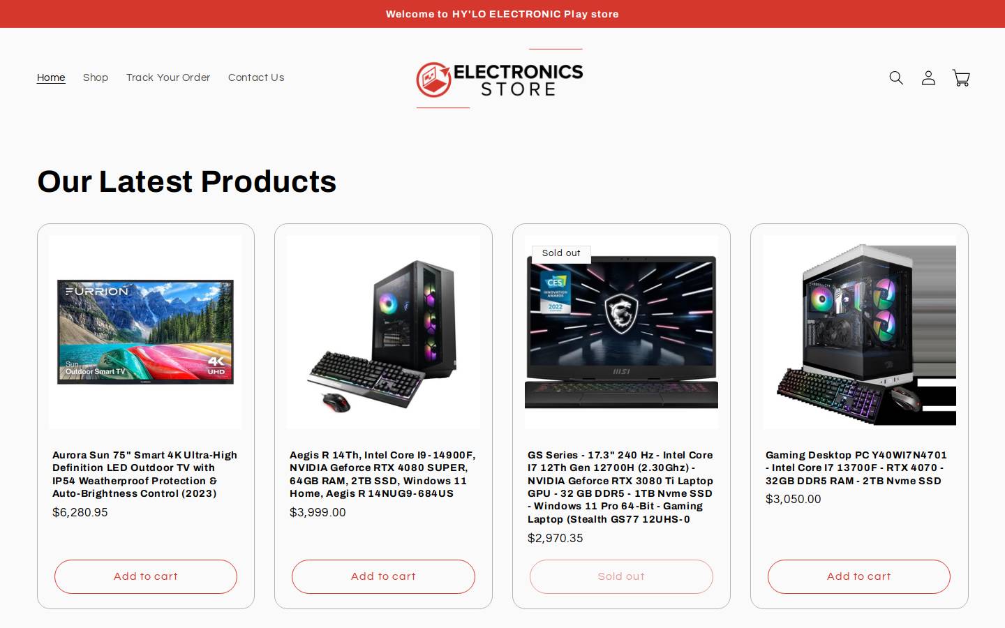 hyloelectronic.com homepage screenshot