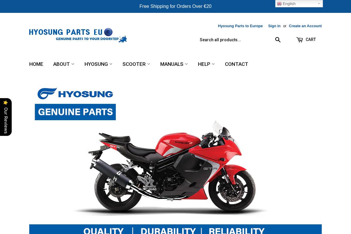 Hyosungparts homepage screenshot
