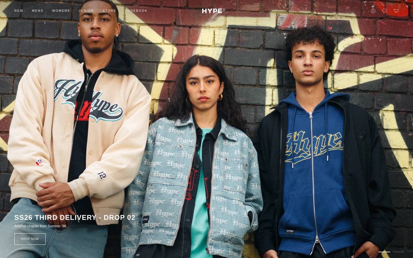 hypeclothingstore.com homepage screenshot