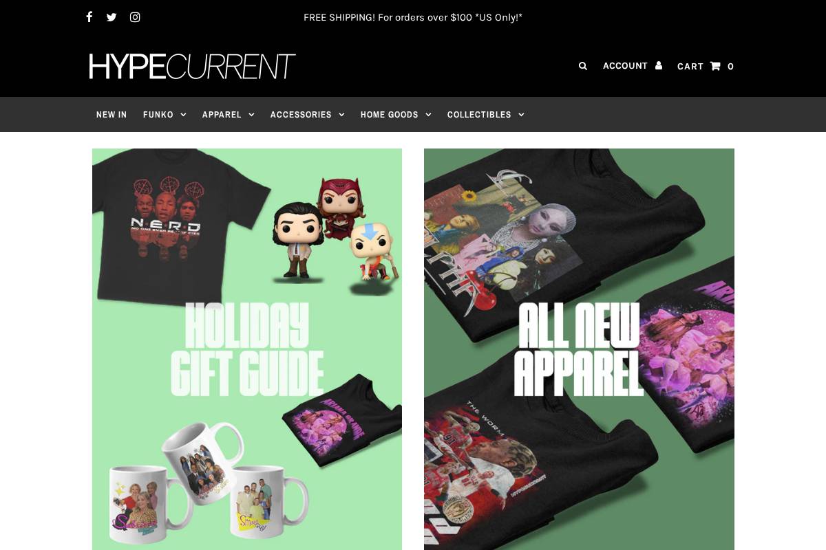 hypecurrent.com homepage screenshot