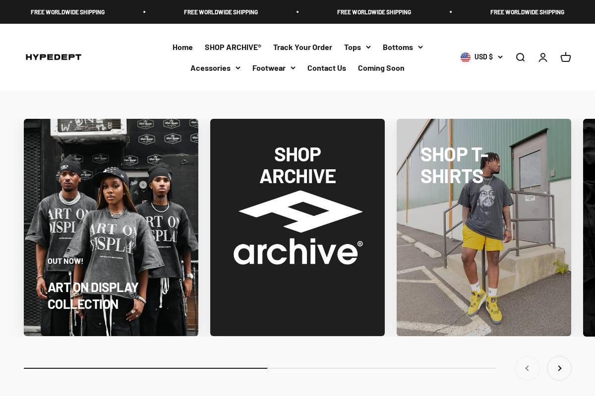 Hypedept homepage screenshot