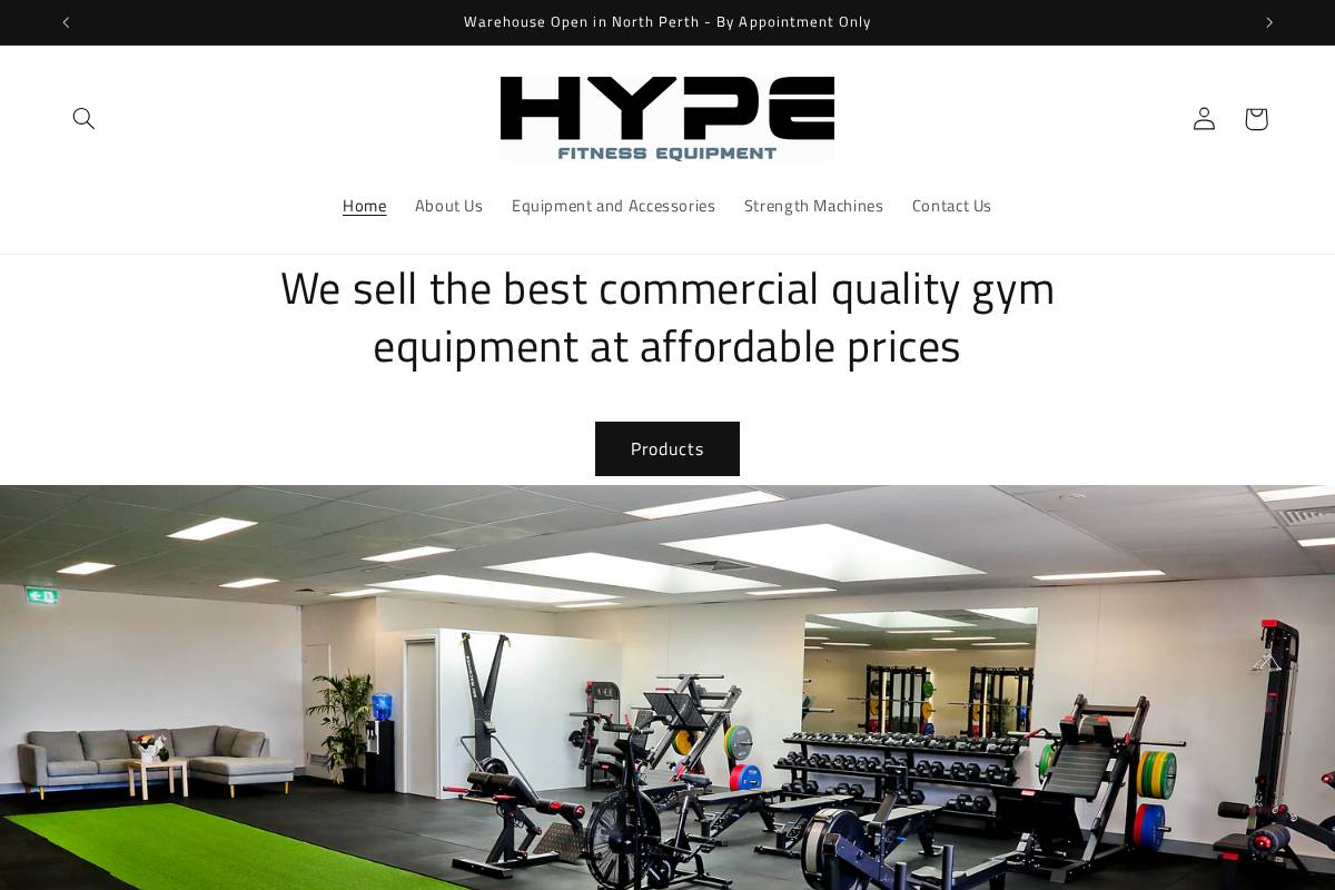 hypefitnessequipment.com homepage screenshot