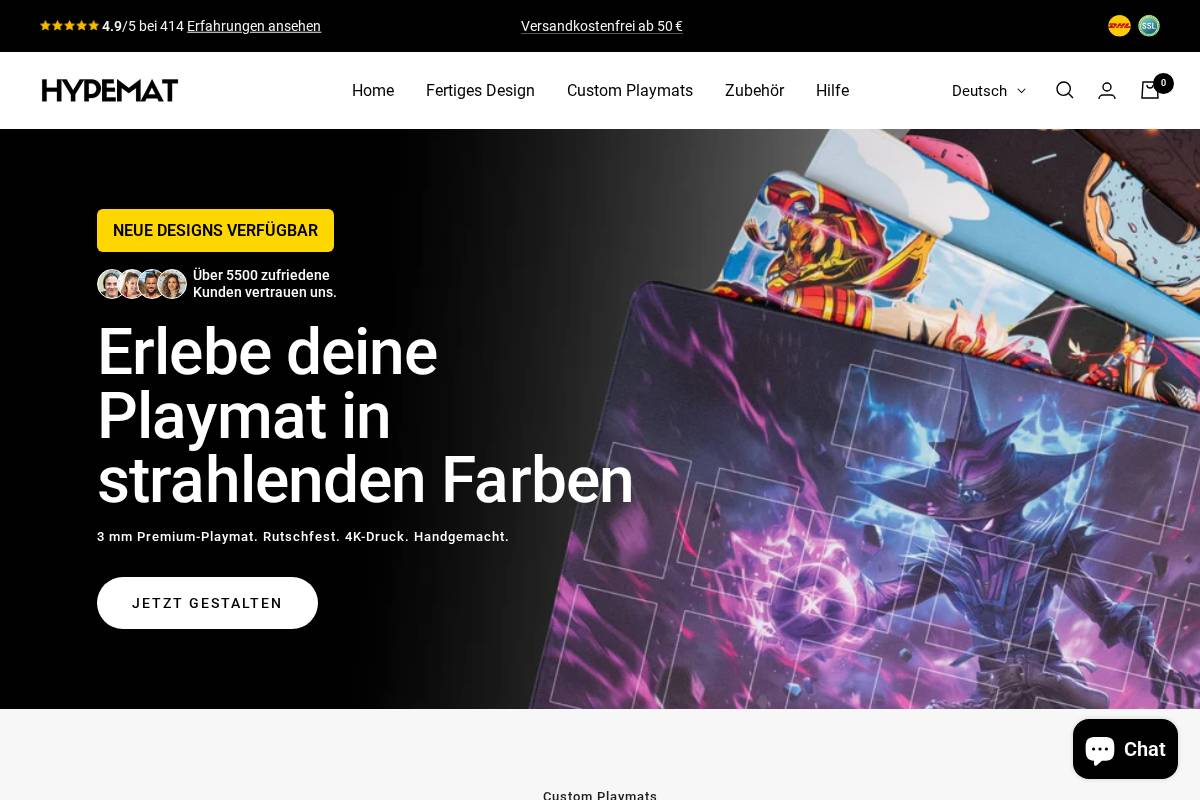 Hypemat homepage screenshot