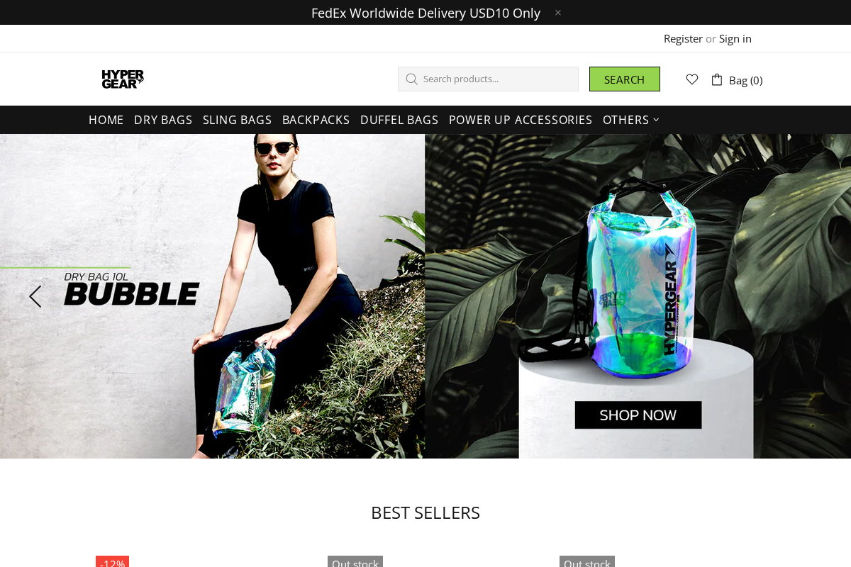 Hypergear US homepage screenshot