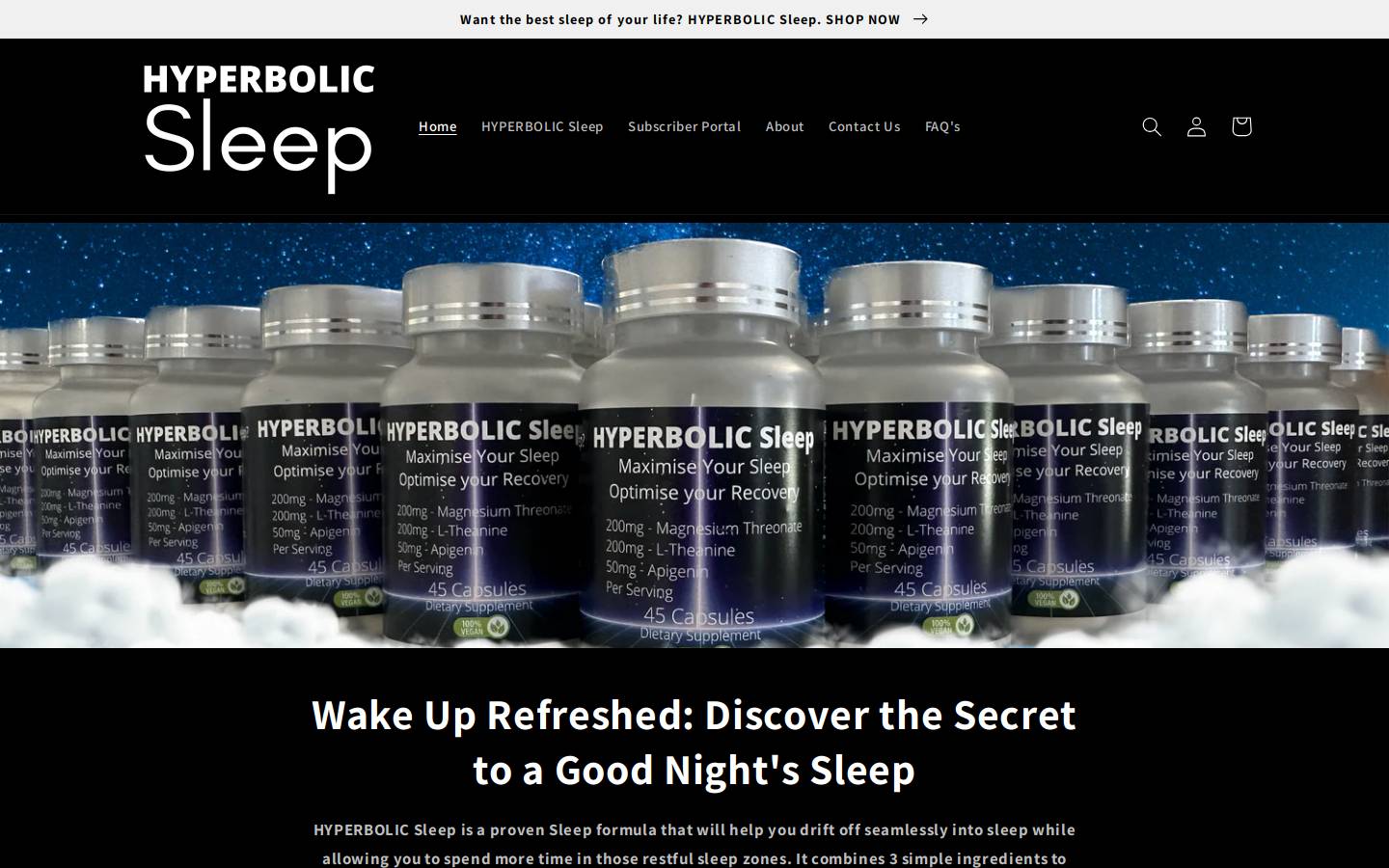 hyperbolicsleep.com homepage screenshot