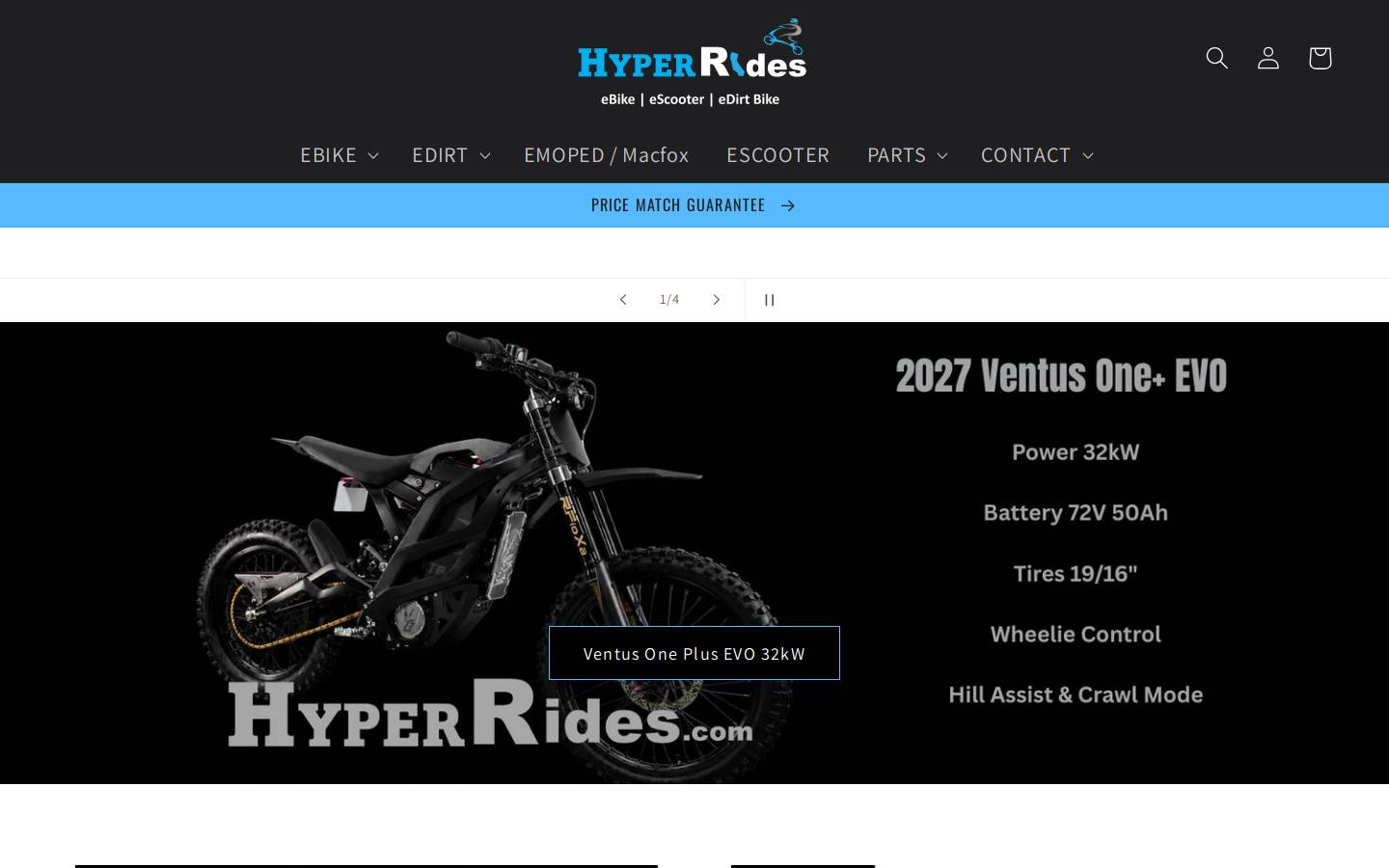 hyperrides.com homepage screenshot