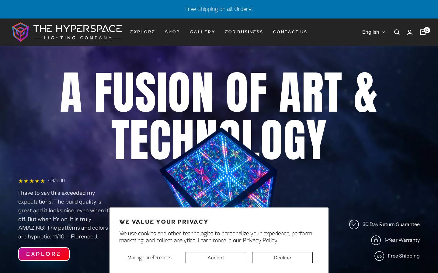 hyperspacelight.com homepage screenshot