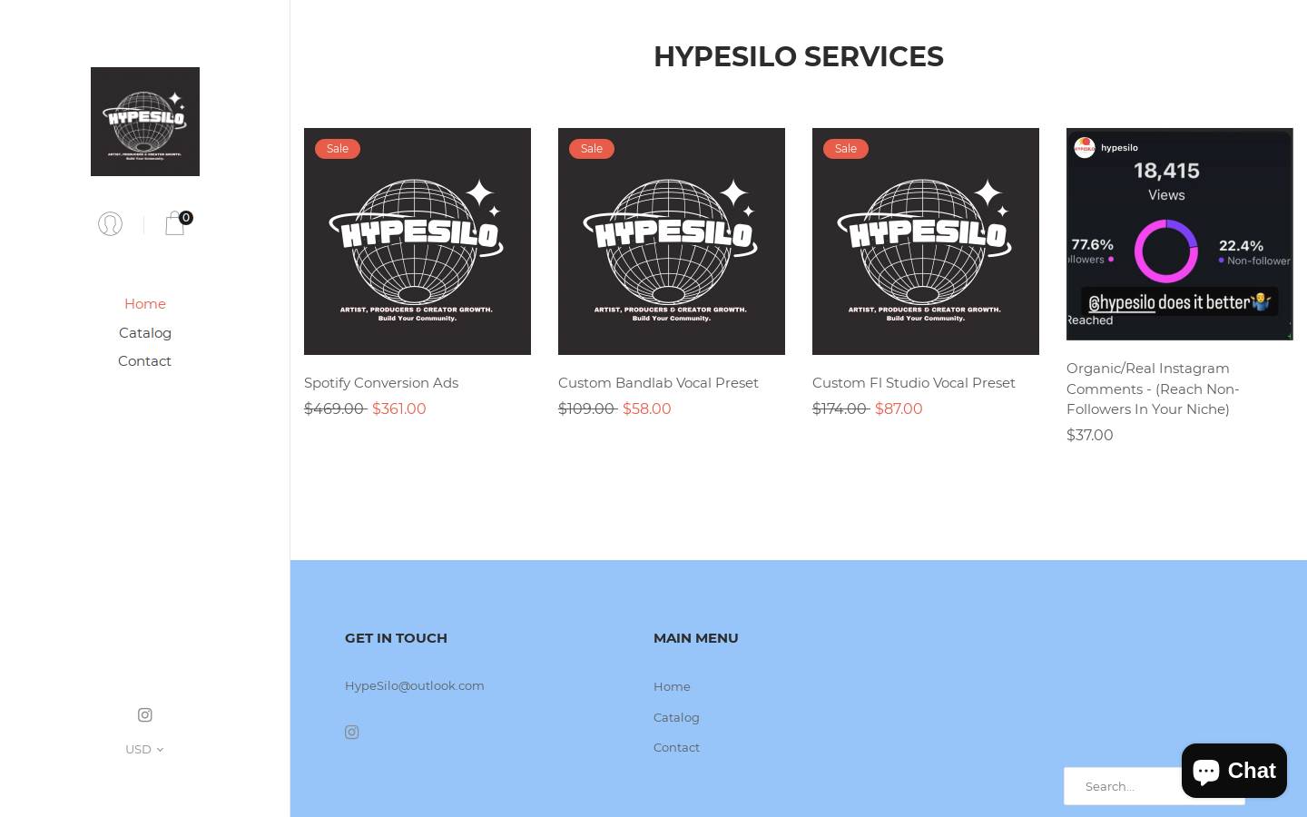 hypesilo.net homepage screenshot