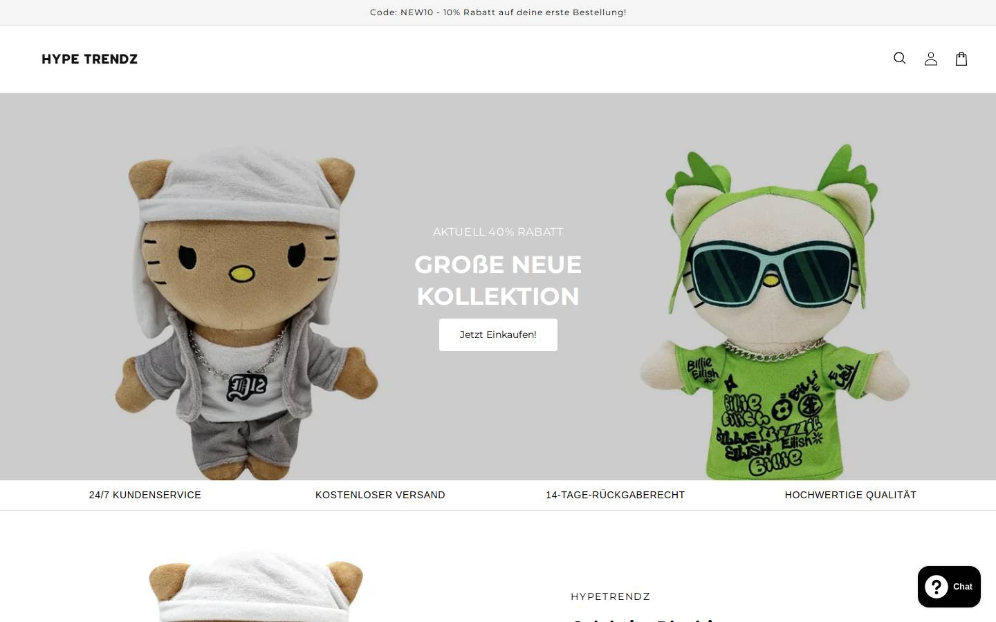 hypetrendz.de homepage screenshot