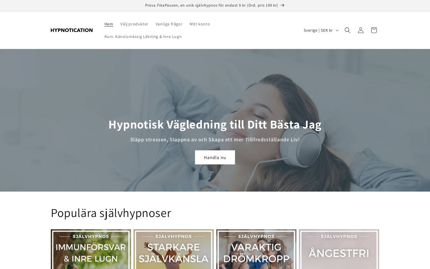 hypnotication.se homepage screenshot