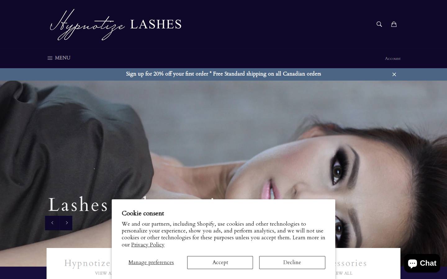 hypnotizelashes.com homepage screenshot