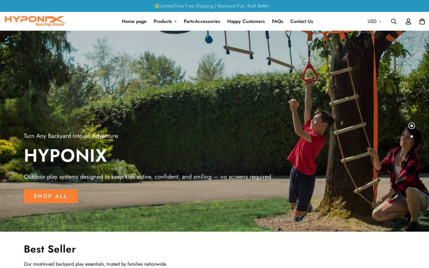 Hyponix Sporting Goods homepage screenshot