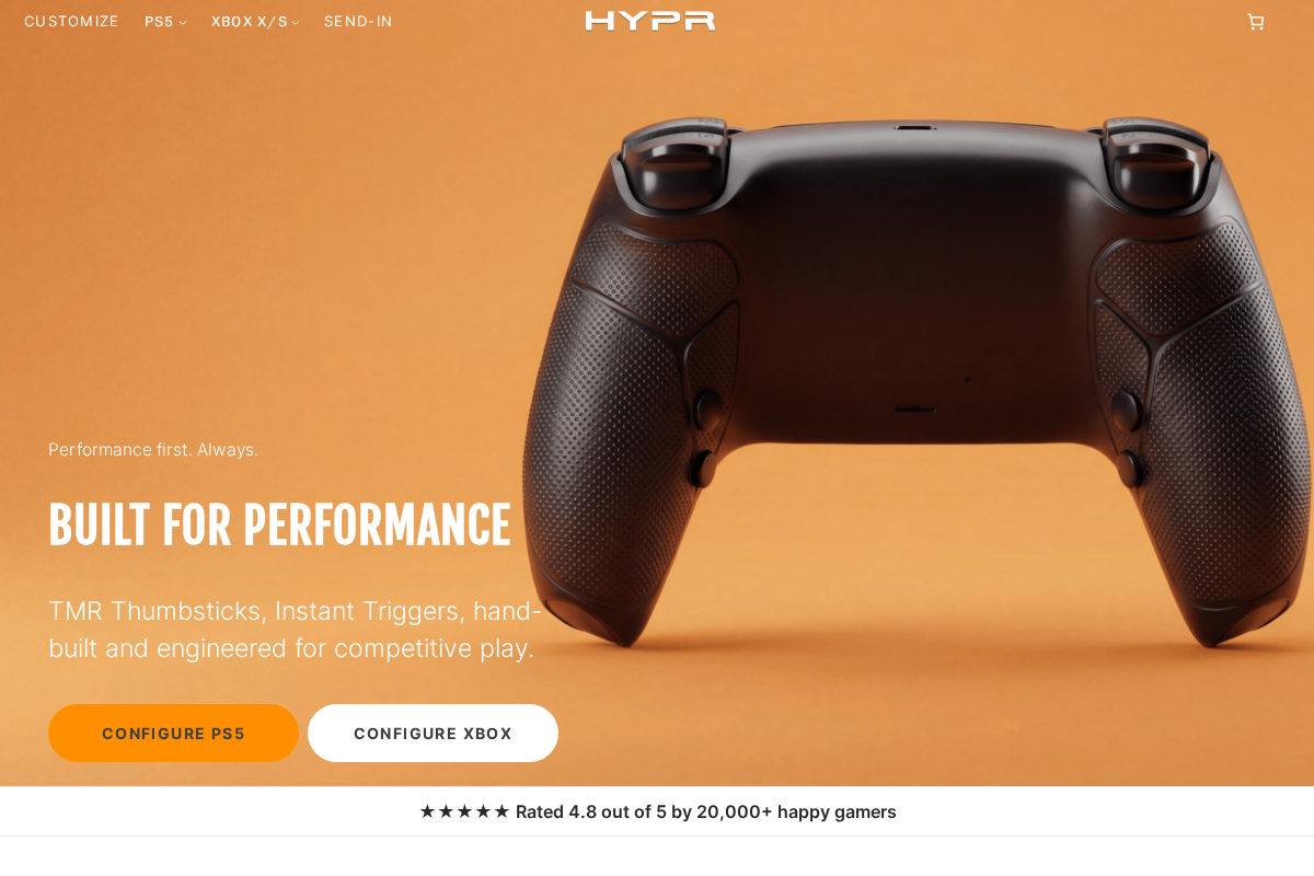 Hyprcontrollers homepage screenshot