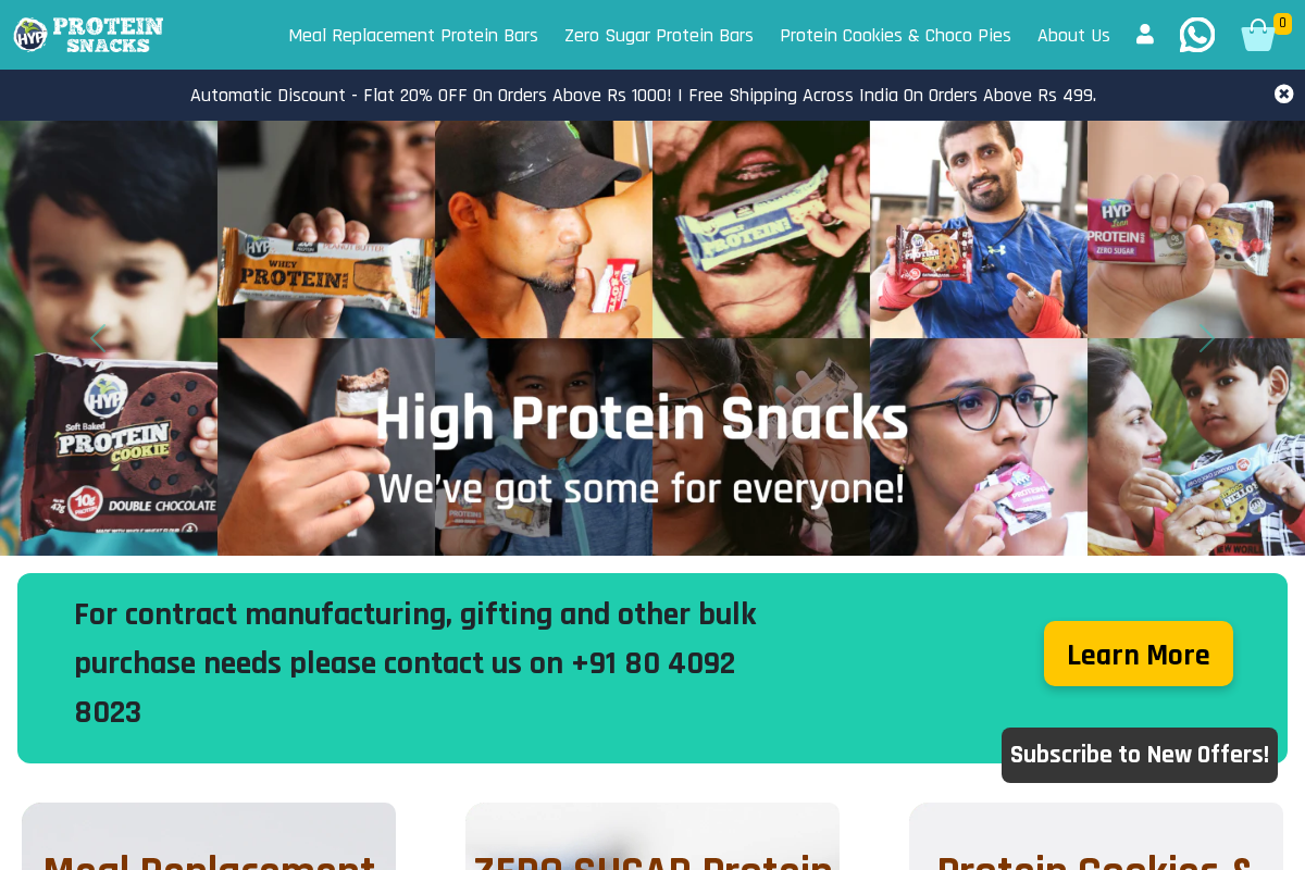 HYP Protein Snacks homepage screenshot
