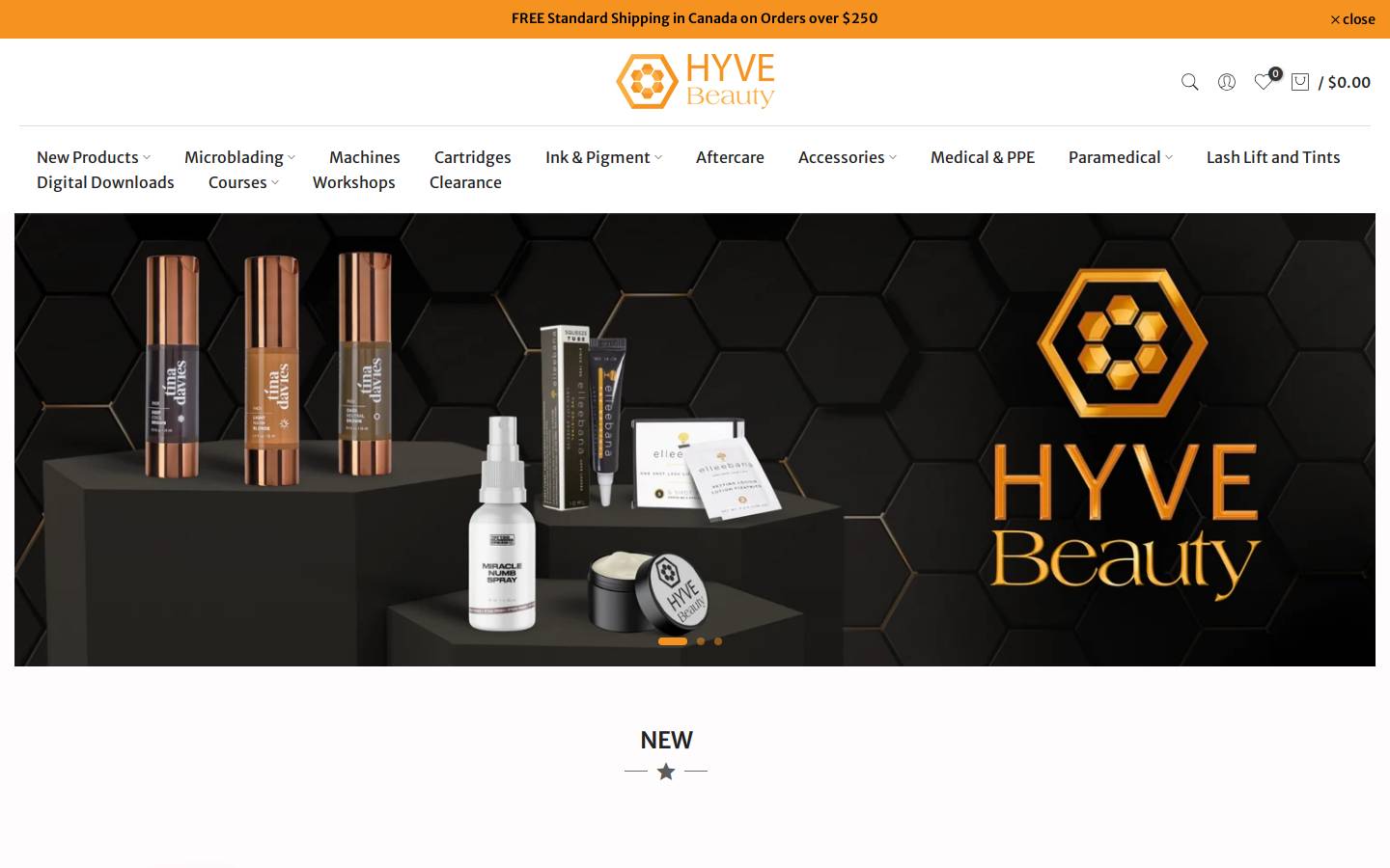 hyvebeauty.com homepage screenshot