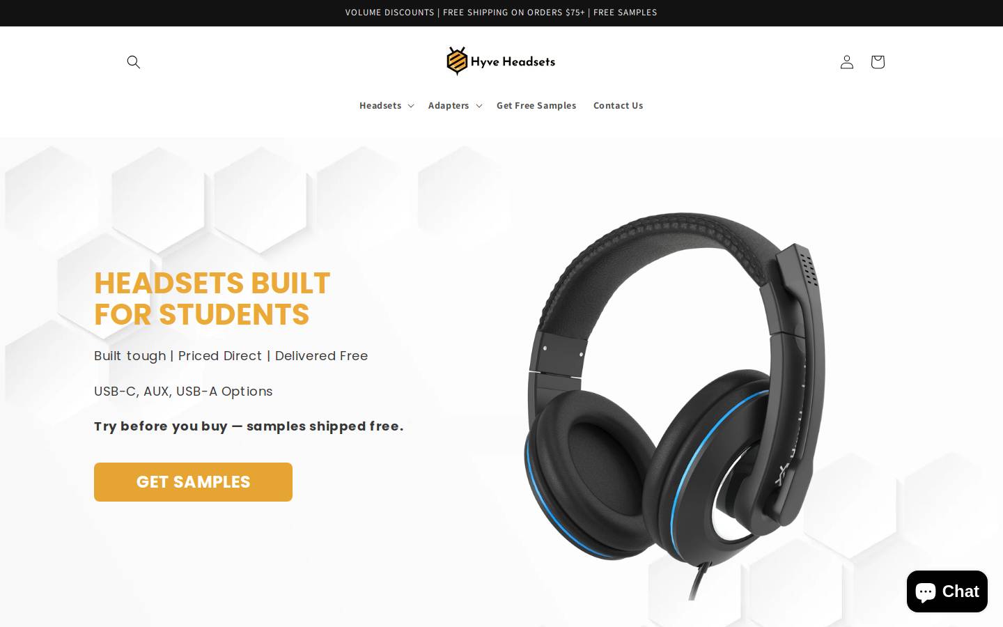 hyveheadsetsgear.com homepage screenshot