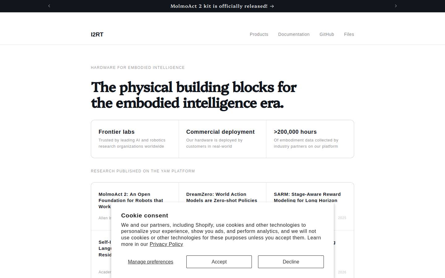 i2rtrobotics.com homepage screenshot