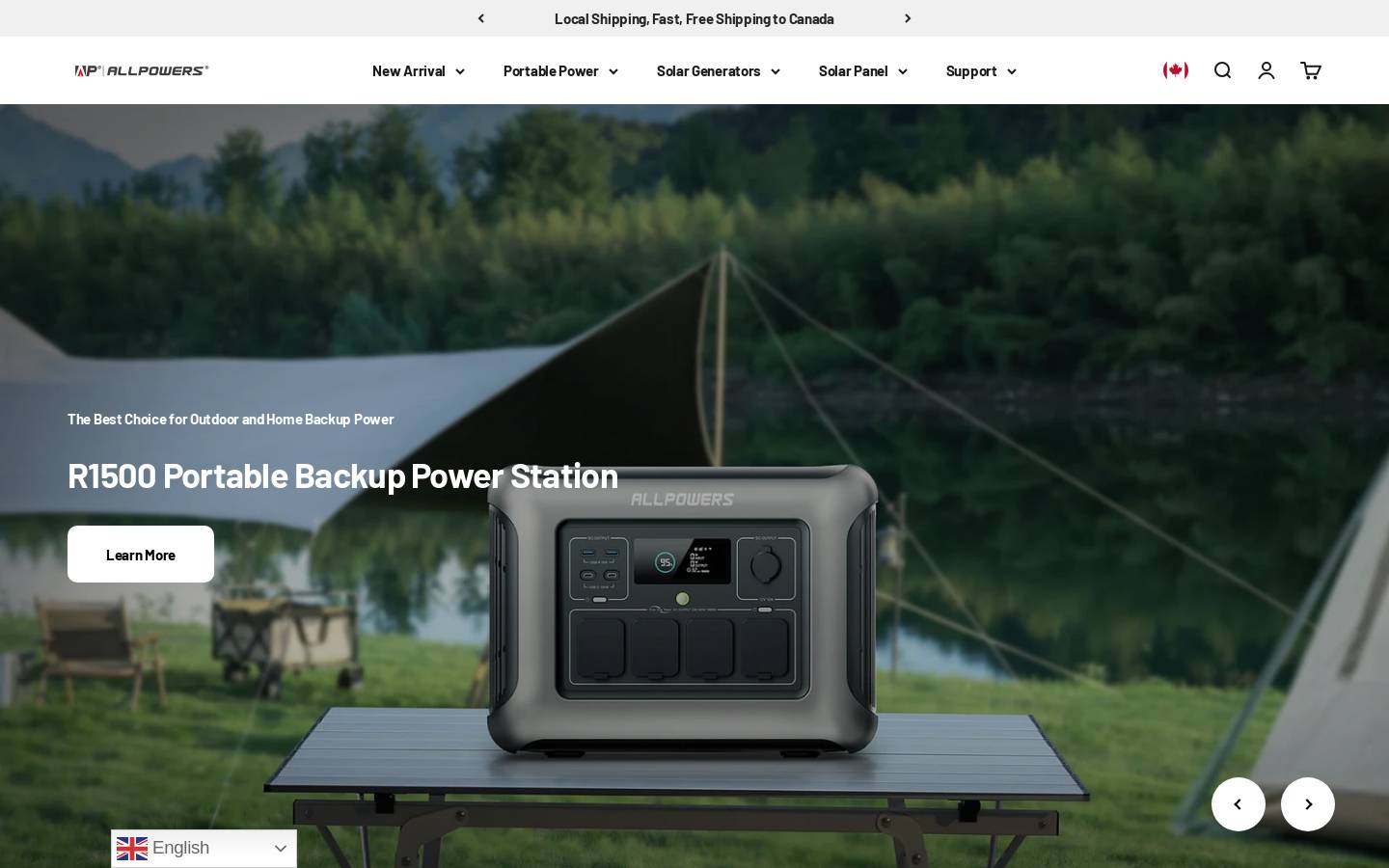 Allpowers Canada homepage screenshot