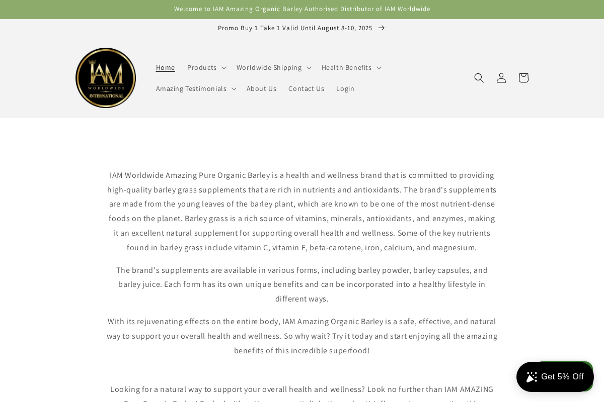 IAM Amazing Organic Barley homepage screenshot