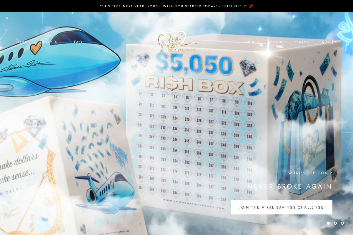 I Am Her Stationery LLC homepage screenshot