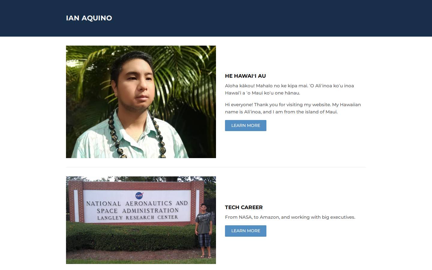 ianaquino.com homepage screenshot