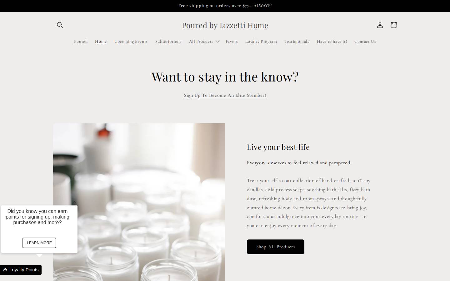 iazzettihomescents.com homepage screenshot