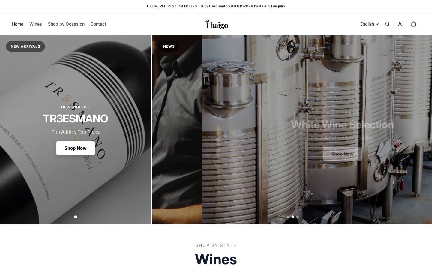 ibaigowines.com homepage screenshot