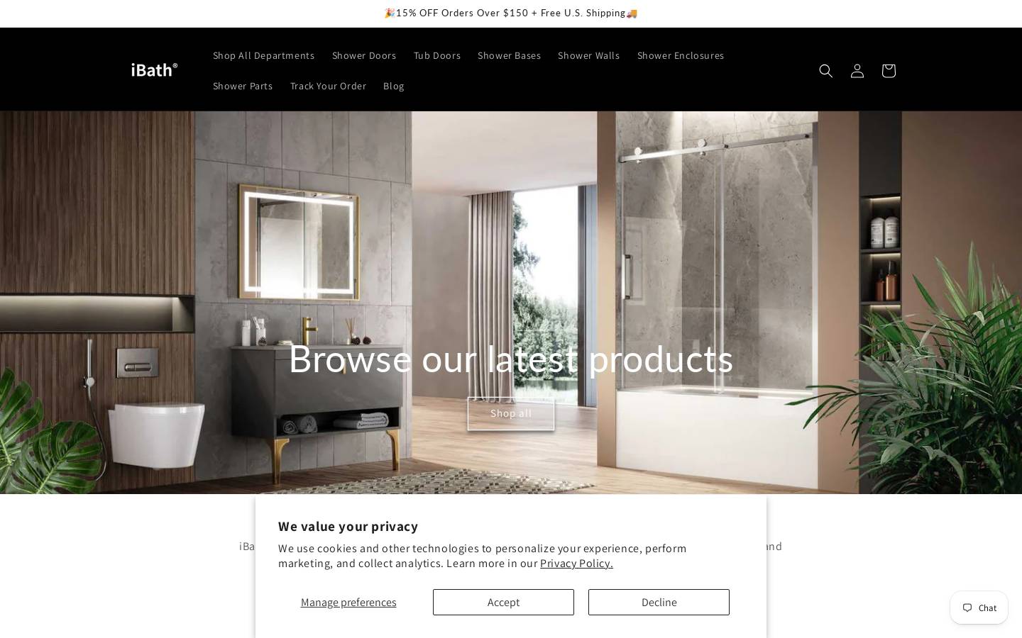 Ibathshowers homepage screenshot