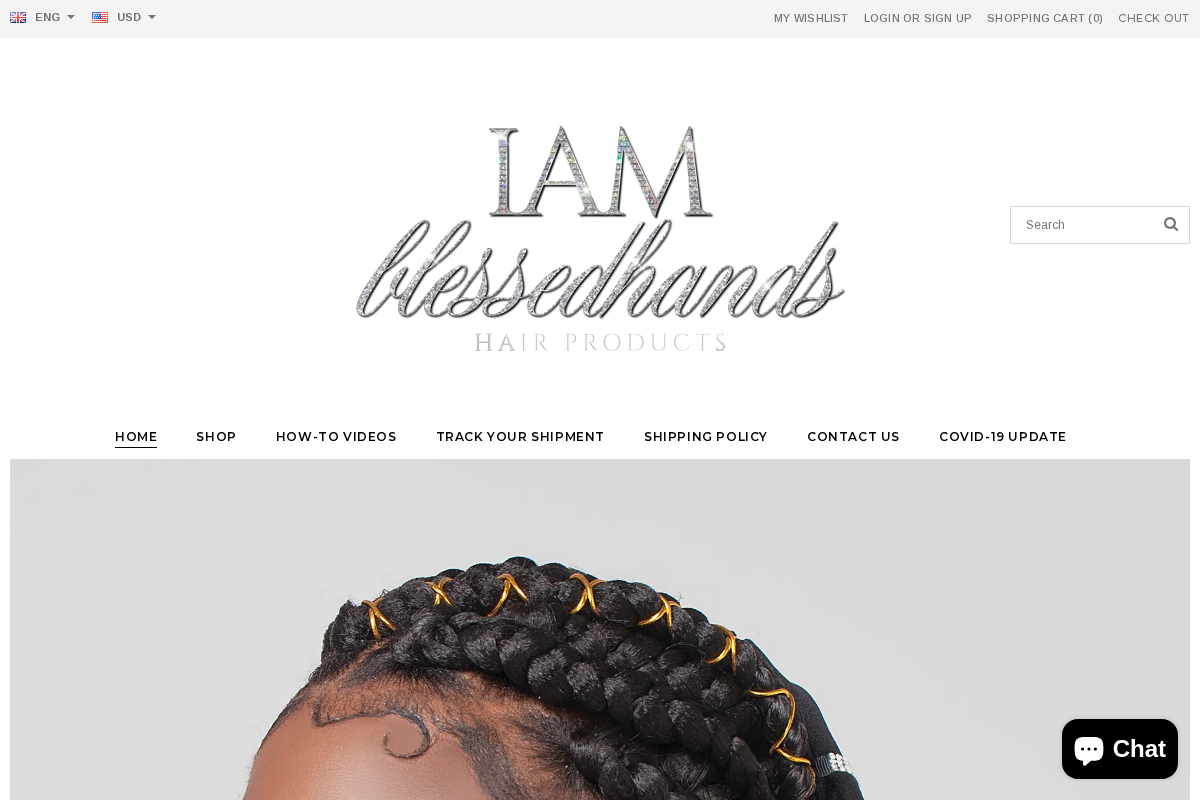 Iamblessedhands Hair Products homepage screenshot
