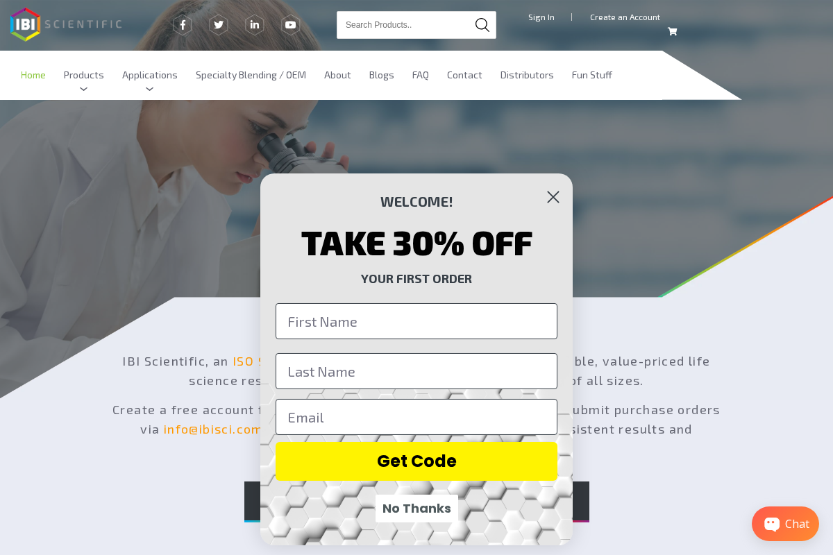 IBI Scientific homepage screenshot