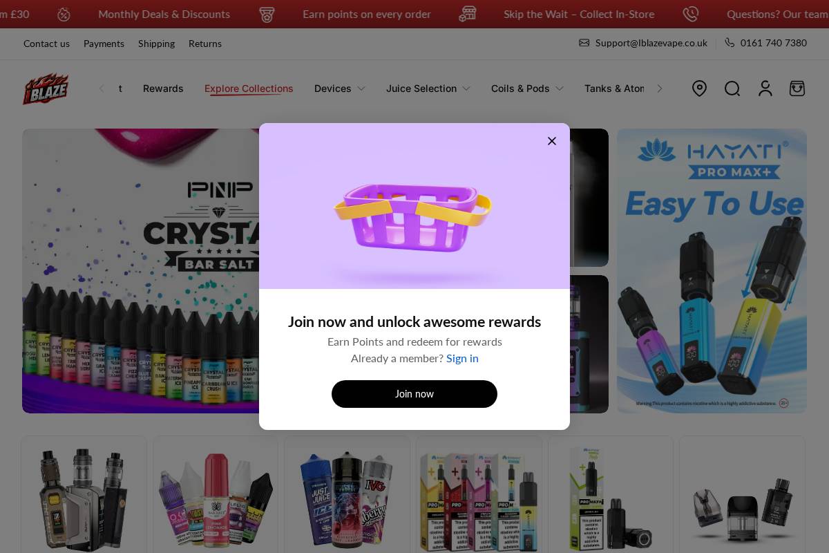 iblazevape.co.uk homepage screenshot