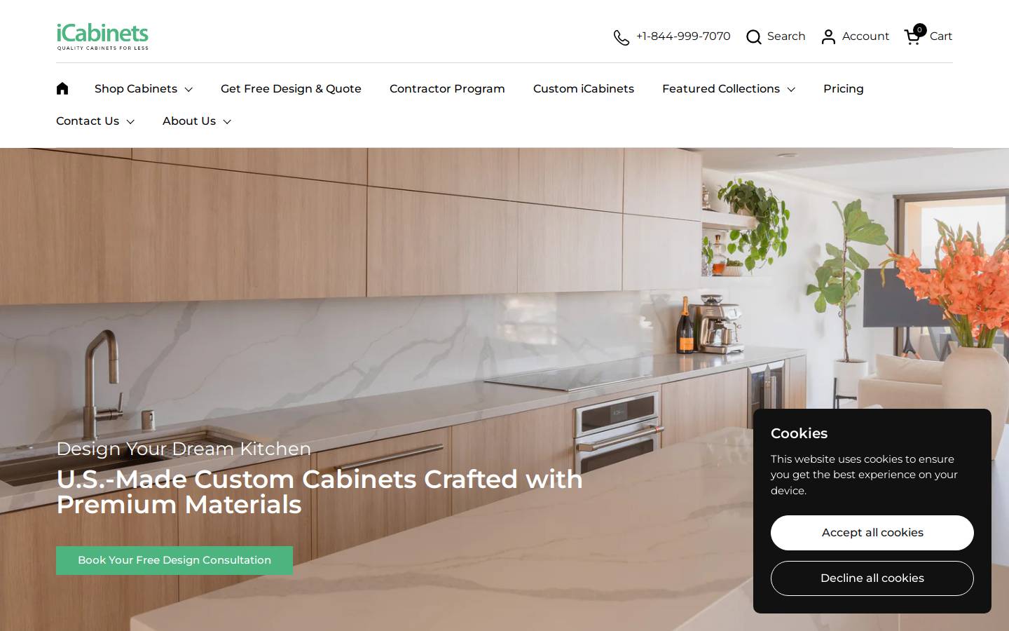 icabinets.com homepage screenshot