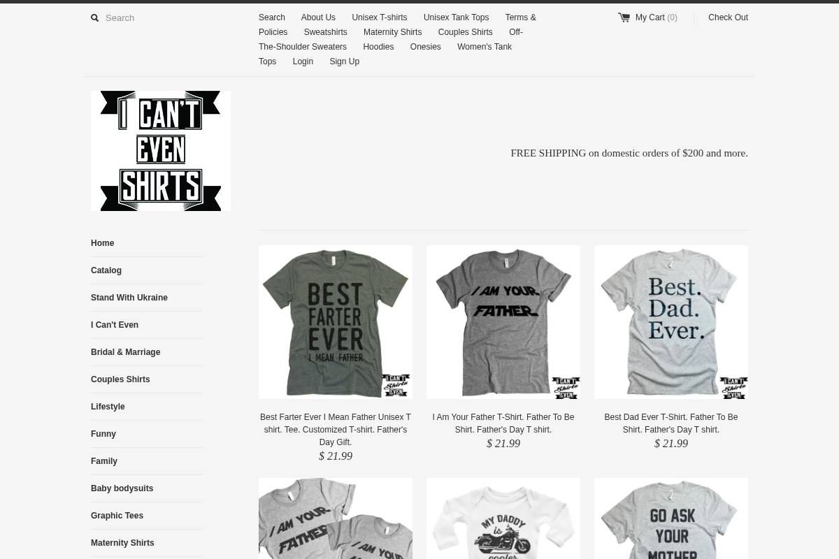 icantevenshirts.com homepage screenshot