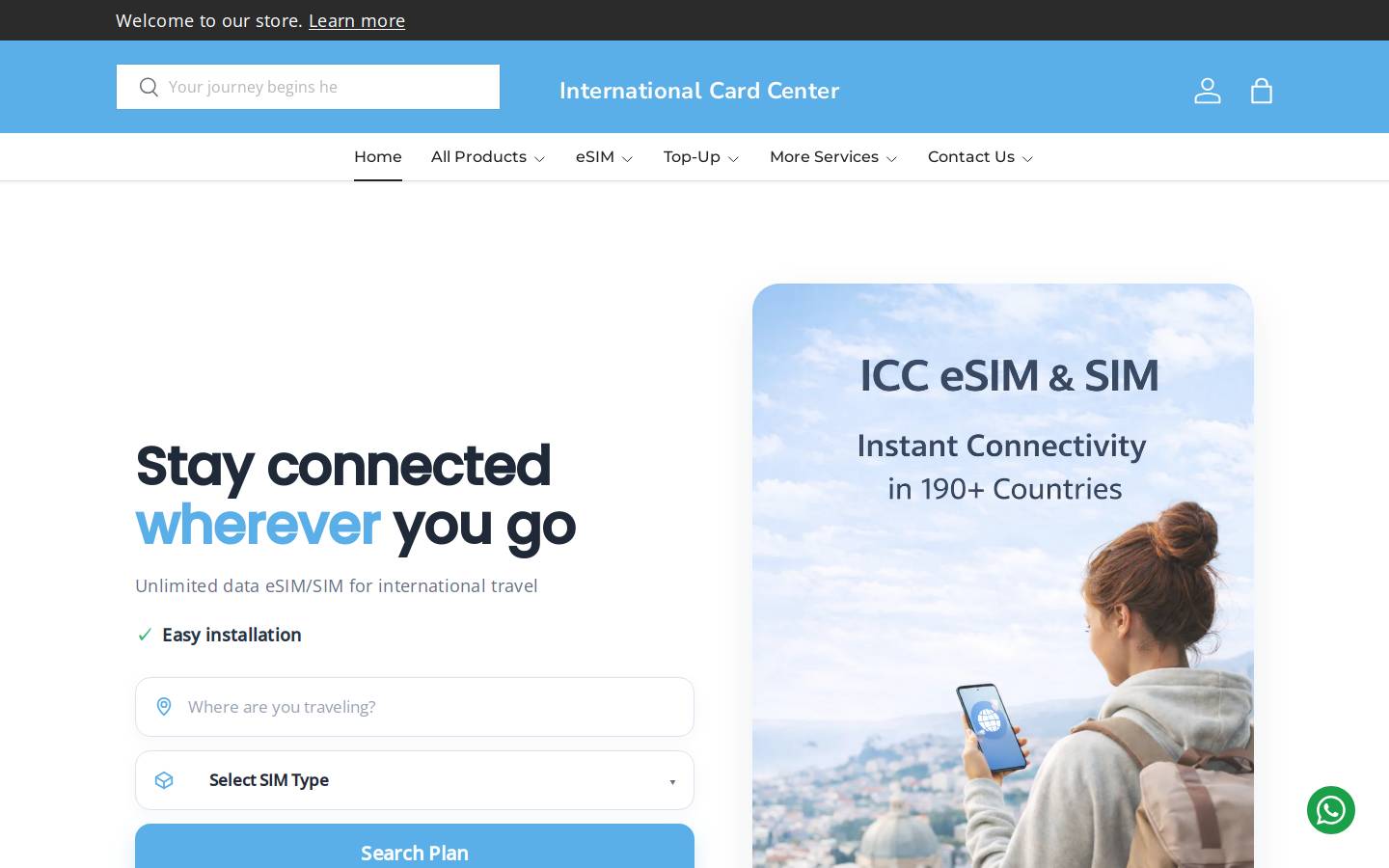 iCard Digital Wallet homepage screenshot