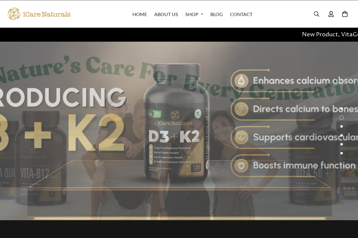 iCare Naturals homepage screenshot