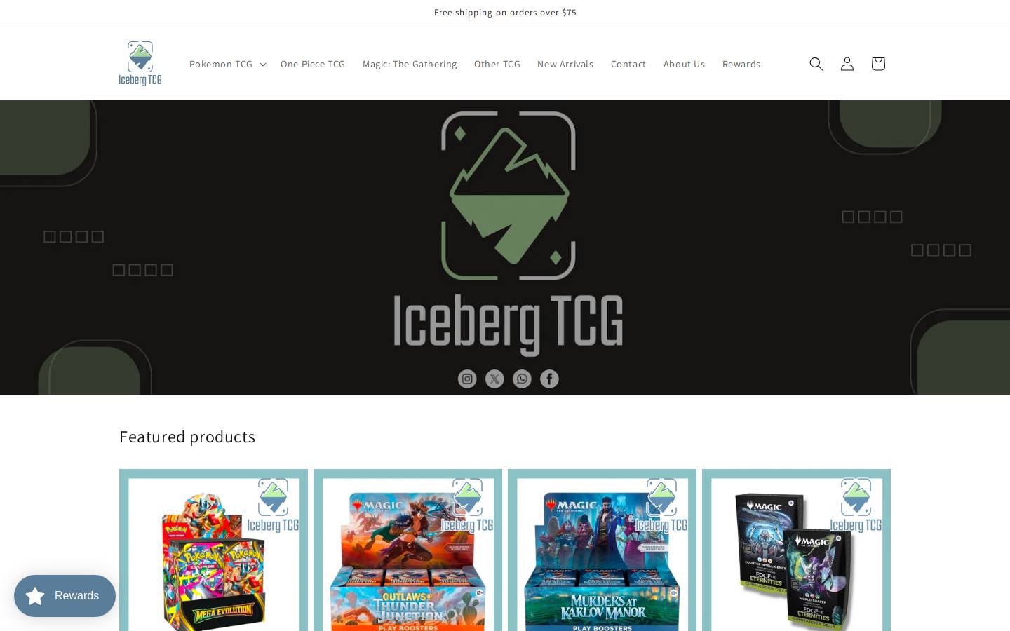 Icebergtcg homepage screenshot