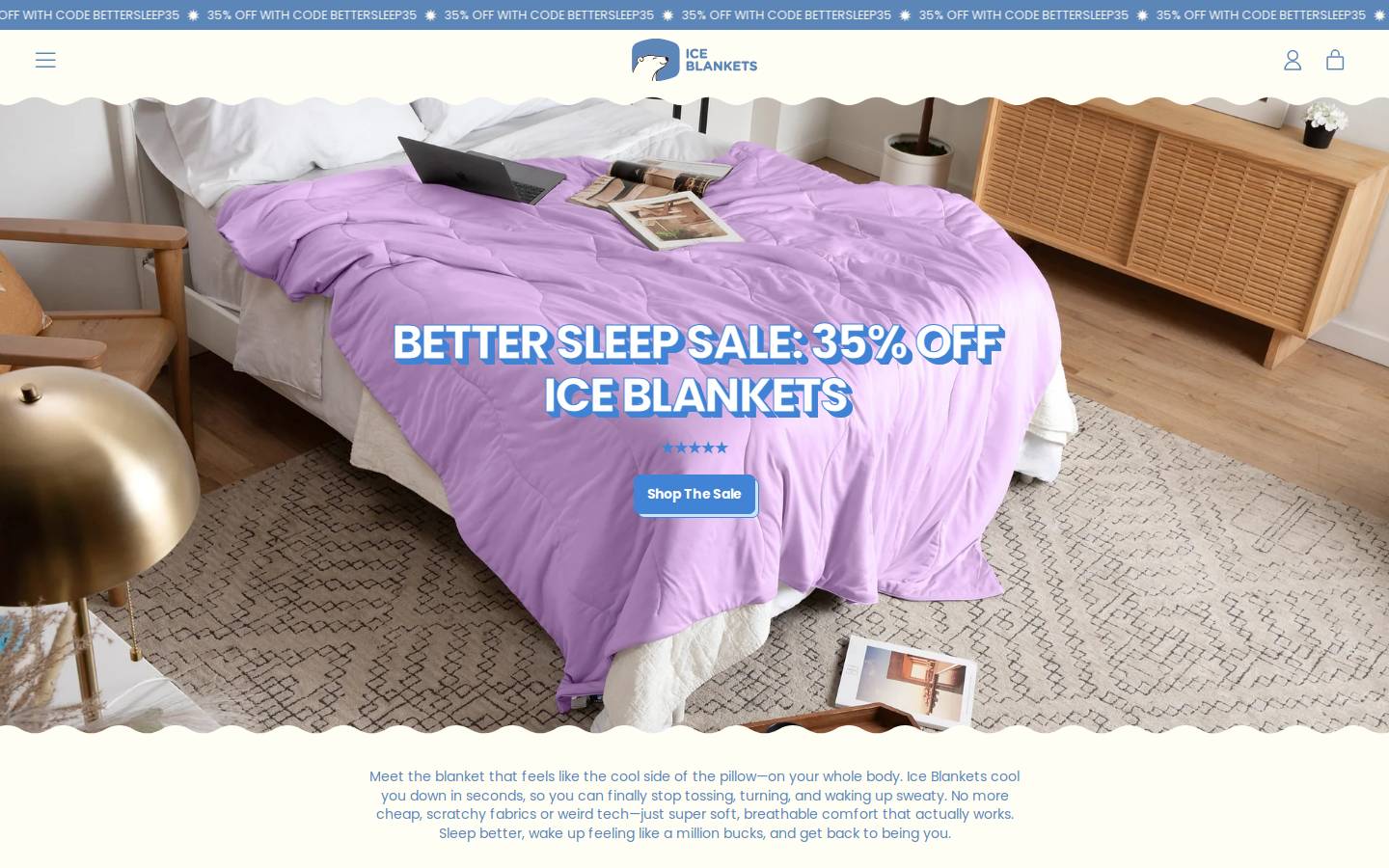 iceblankets.com homepage screenshot