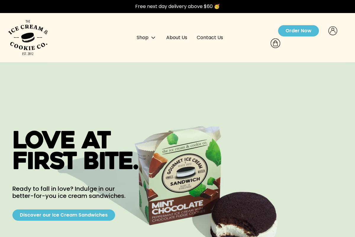 icecreamcookieco.com homepage screenshot