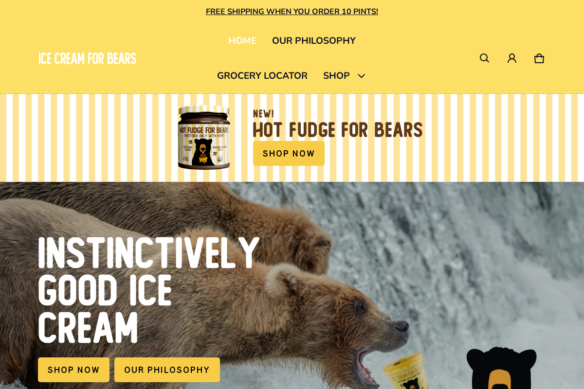 Ice Cream For Bears homepage screenshot