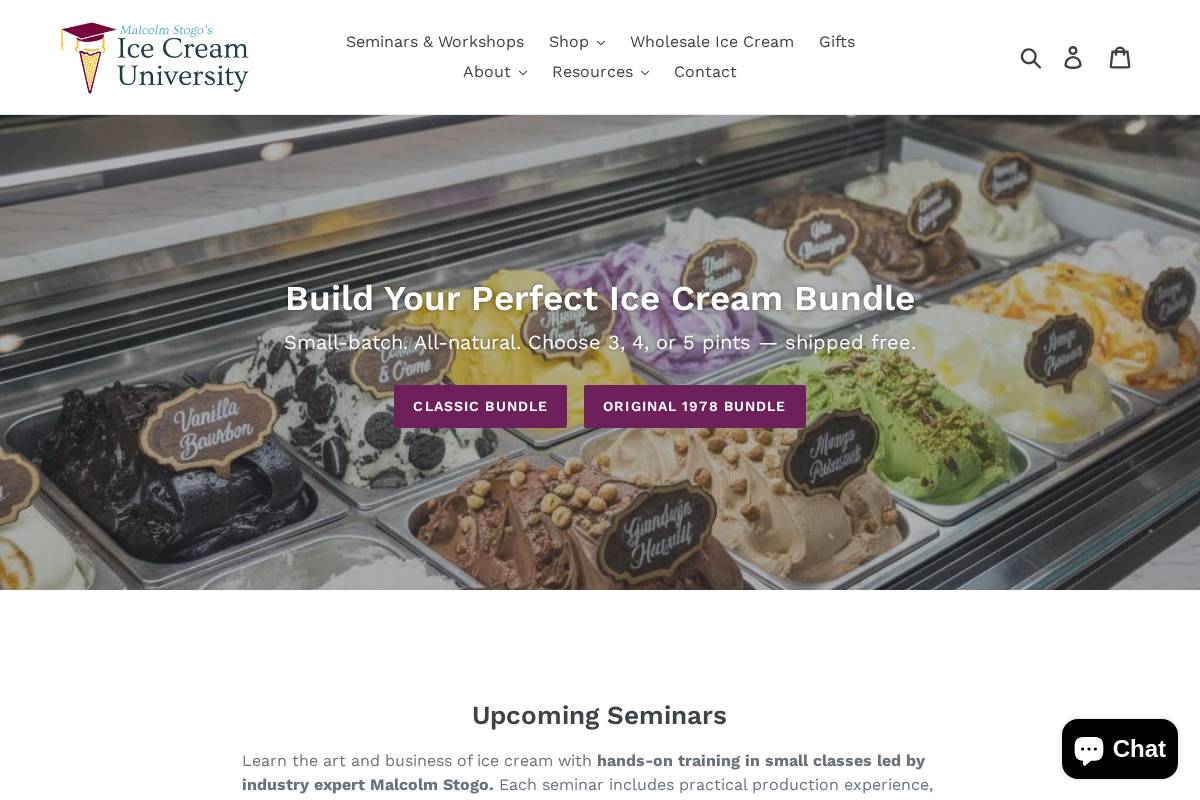 icecreamuniversity.org homepage screenshot