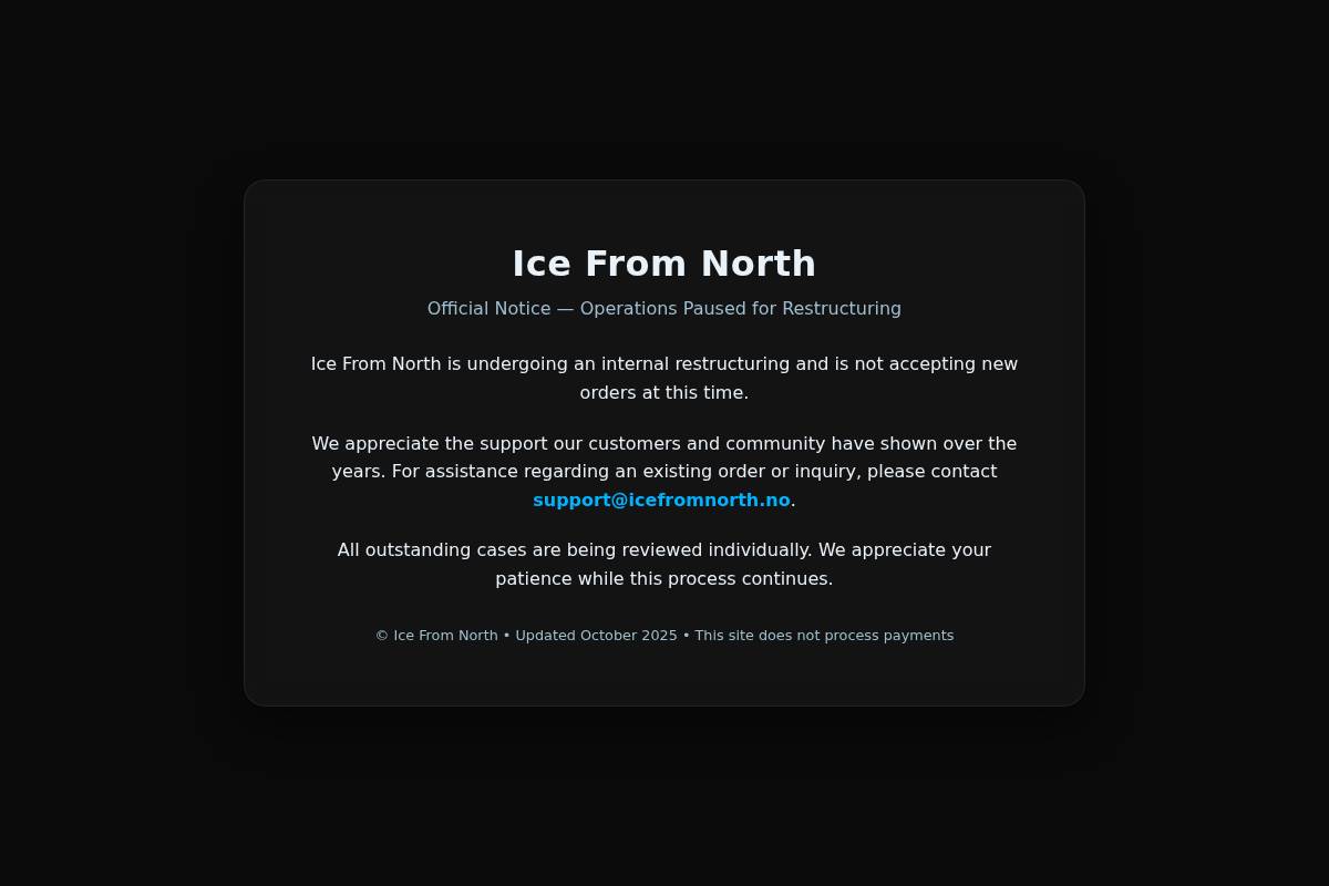 ICE FROM NORTH homepage screenshot