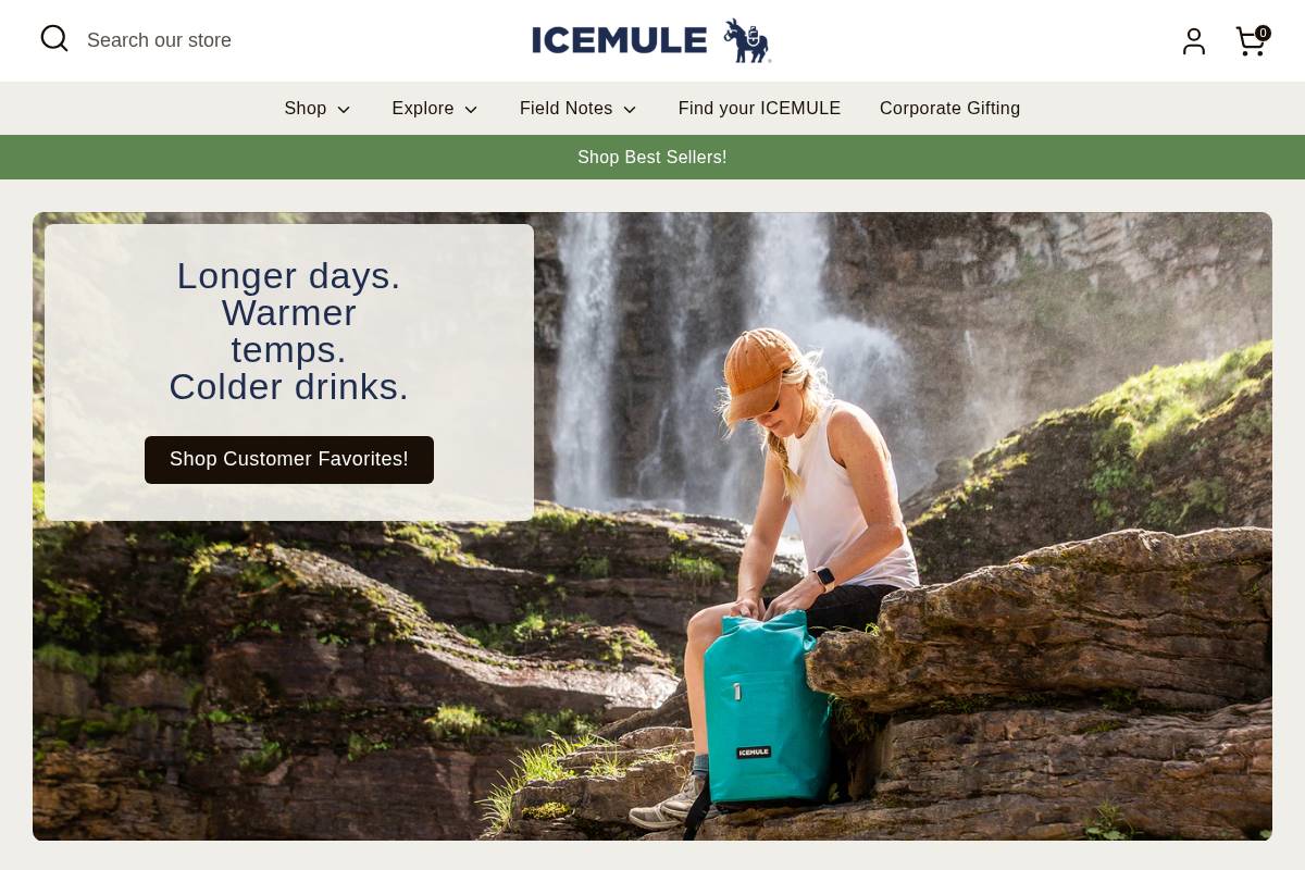 icemulecoolers.com homepage screenshot