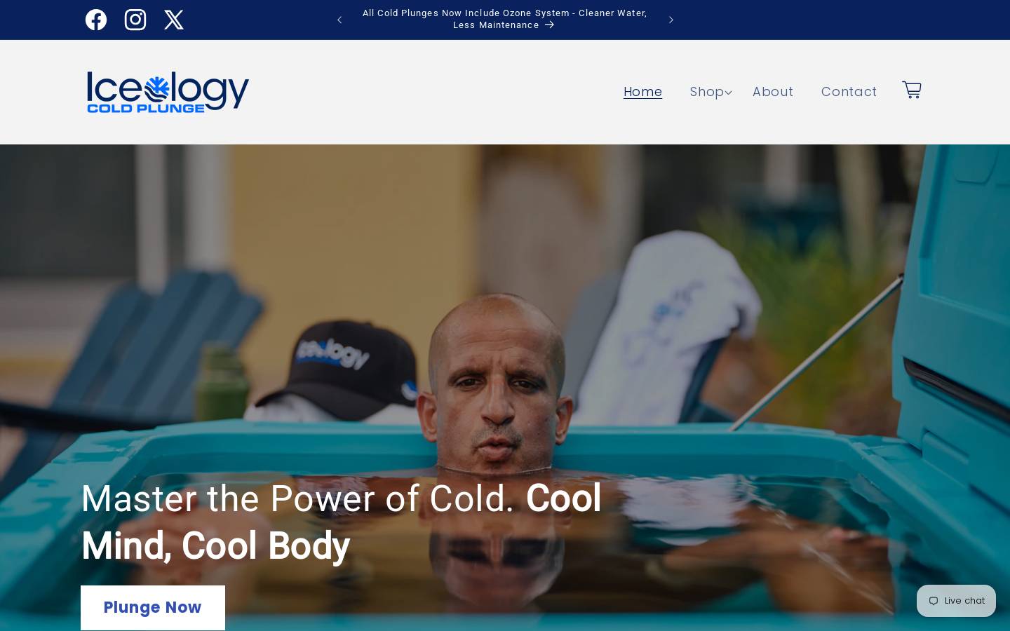 iceologycoldplunge.com homepage screenshot