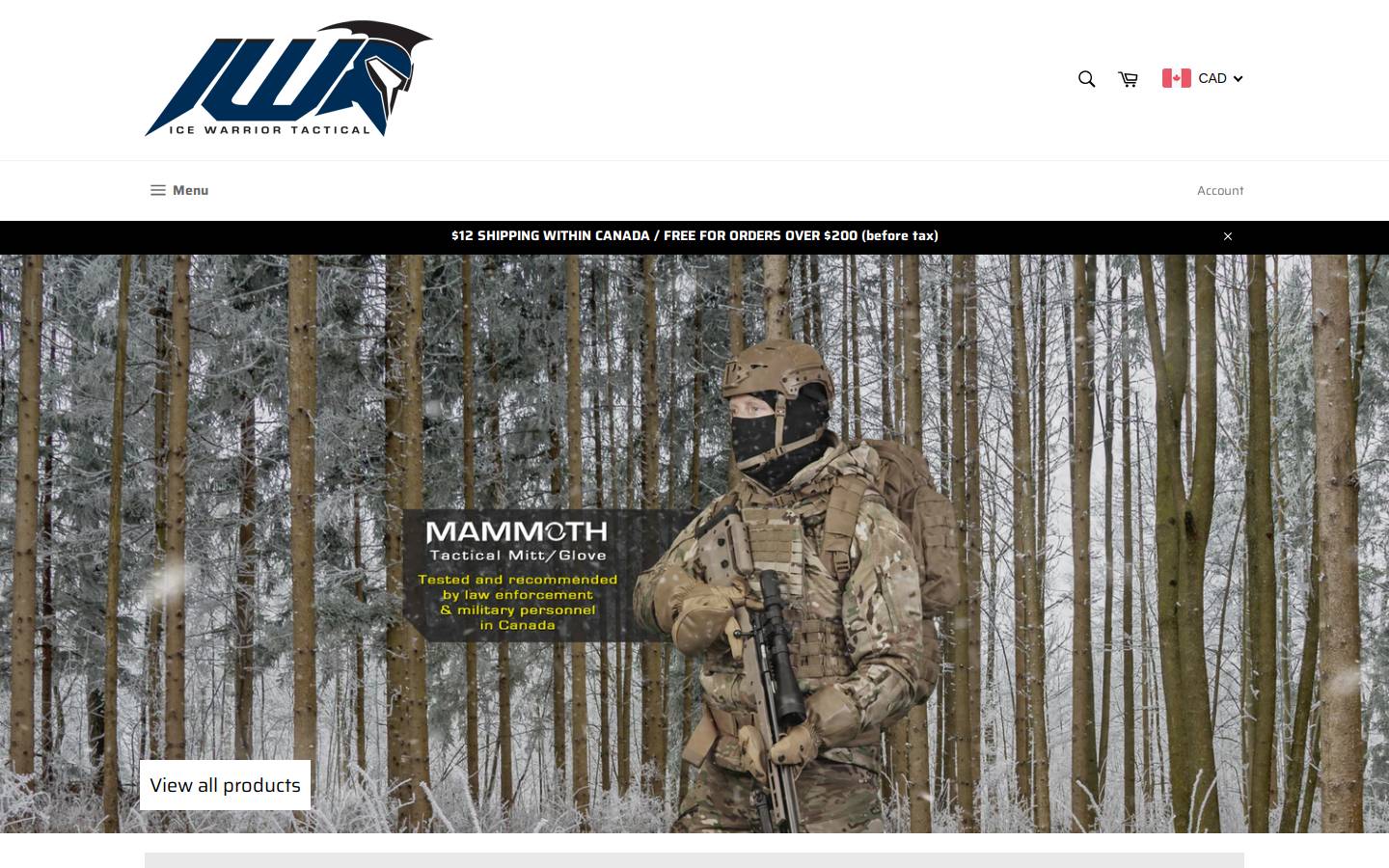 icewarriortactical.com homepage screenshot