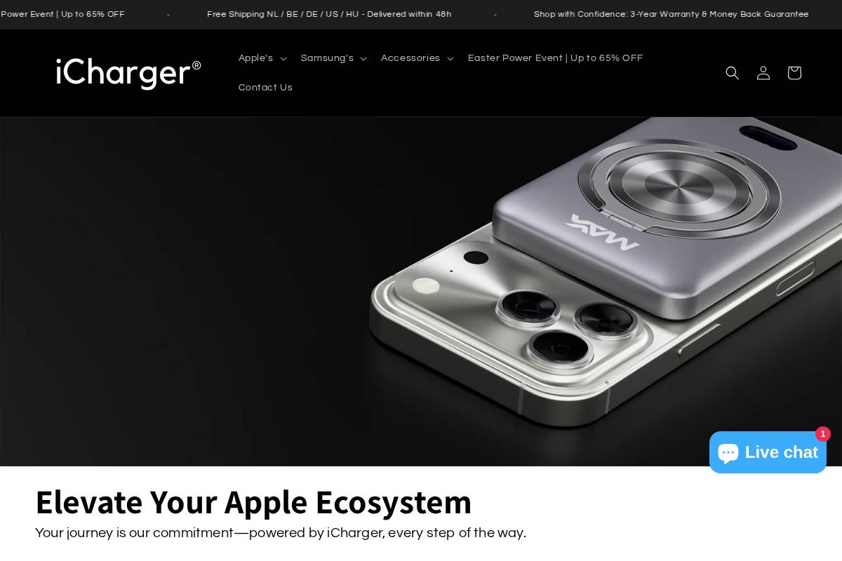 iCharger® homepage screenshot
